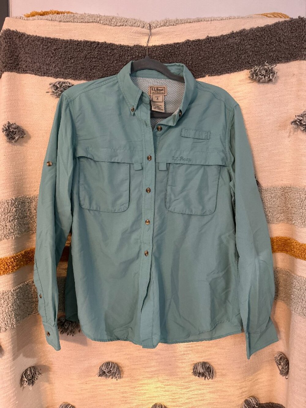 L.L. Bean Tropicwear Long-Sleeve Vented Hiking Shirt - Teal / Dark Seafoam M REG